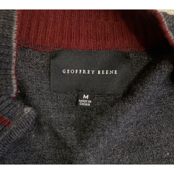 Geoffrey Beene Sweater Mens M Medium Full Zip Dark Grey 50's Rockabilly Cardigan - Picture 8 of 14